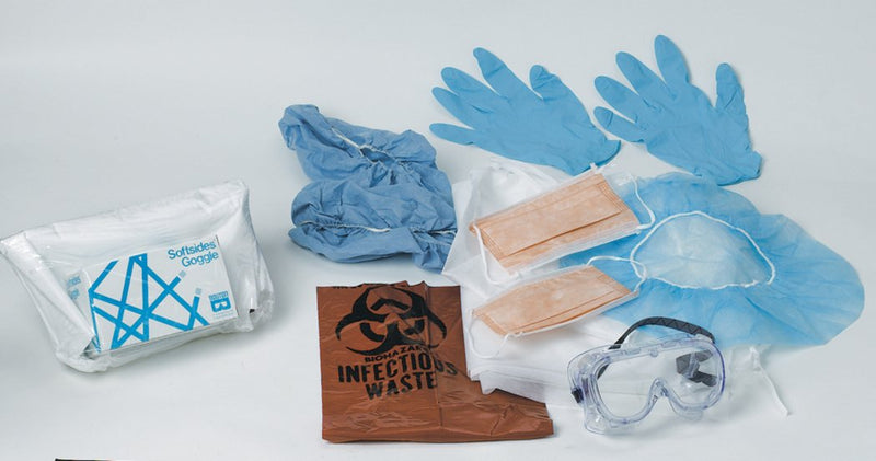 [Australia - AusPower] - Medline Employee Protection Kits with Goggles, Includes Bouffant Cap, Nitrile Gloves, Goggles, Isolation Gown, Waste Liner, Face Mask, Shoe Covers, 1 Each 