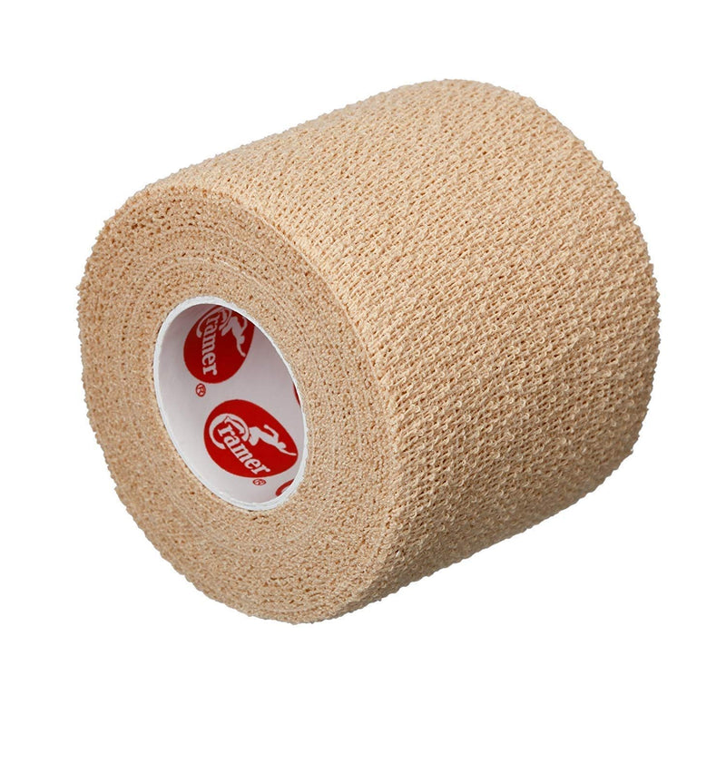 [Australia - AusPower] - Cramer Eco-Flex Self-Stick Stretch Tape, Cohesive Tape, Flexible Elastic Sports Tape, Athletic Training Room Supplies, Easy Tear & Self-Adherent Bandage Wrap, Single 5 Yard Roll, Beige Single Roll 