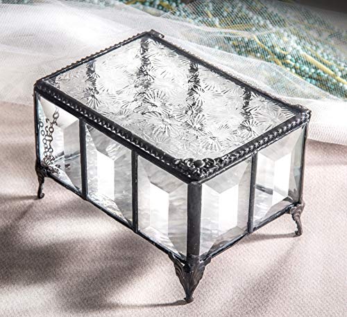 Decorative glass jewelry keepsake box by J Devlin Glass Art with intricate design, perfect for storing trinkets and special gifts.