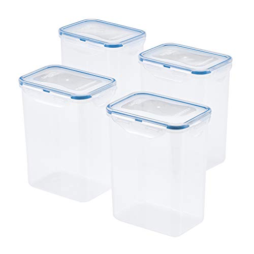 LOCK & LOCK LocknLock Easy Essentials Airtight Rectangular Tall Food Storage Container 7.61 Cup, 4 Piece, Clear 4 Piece Set