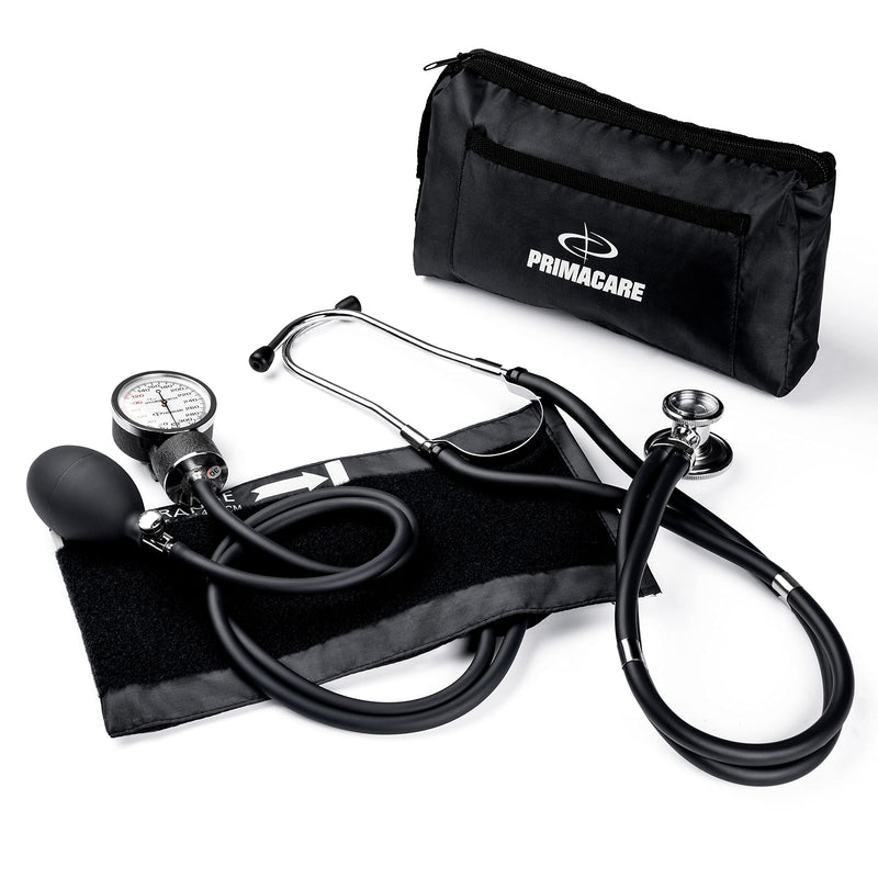 [Australia - AusPower] - Primacare DS-9181-BK Professional Aneroid Sphygmomanometer and Sprague Rappaport Stethoscope, Manual Blood Pressure Kit with Cuff and Carrying Case, Black 