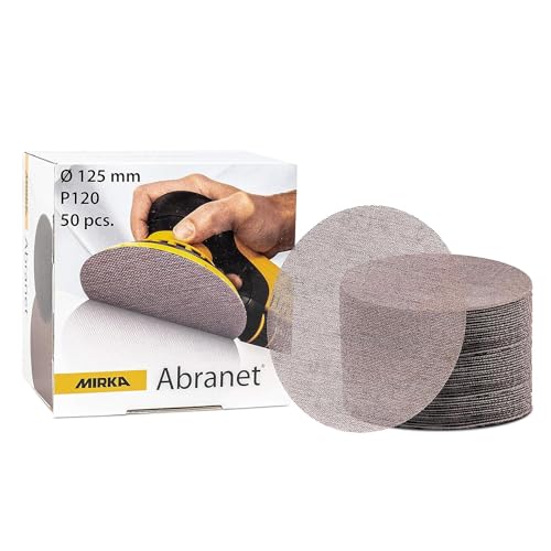 Mirka Abranet Mesh Sanding Discs Ø 125mm Grip / Grit P120 / 50 pcs / 5423205012 / For 125mm Orbital Sanders / for Sanding of Wood, Putty, Lacquer, Composite Grain P120 (50 pieces)