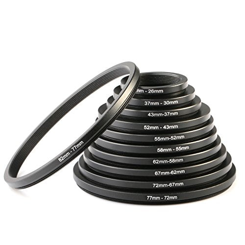 K&F CONCEPT 11 Pieces Metal Step Down Filter Adapter Rings Set Step Down Rings