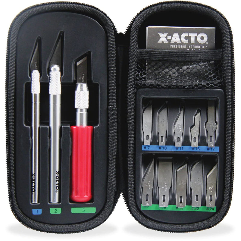 [Australia - AusPower] - X-ACTO Compression Basic Knife Set 3 Knives 13 Blades Soft Carry Case 17 Count Art Knives 