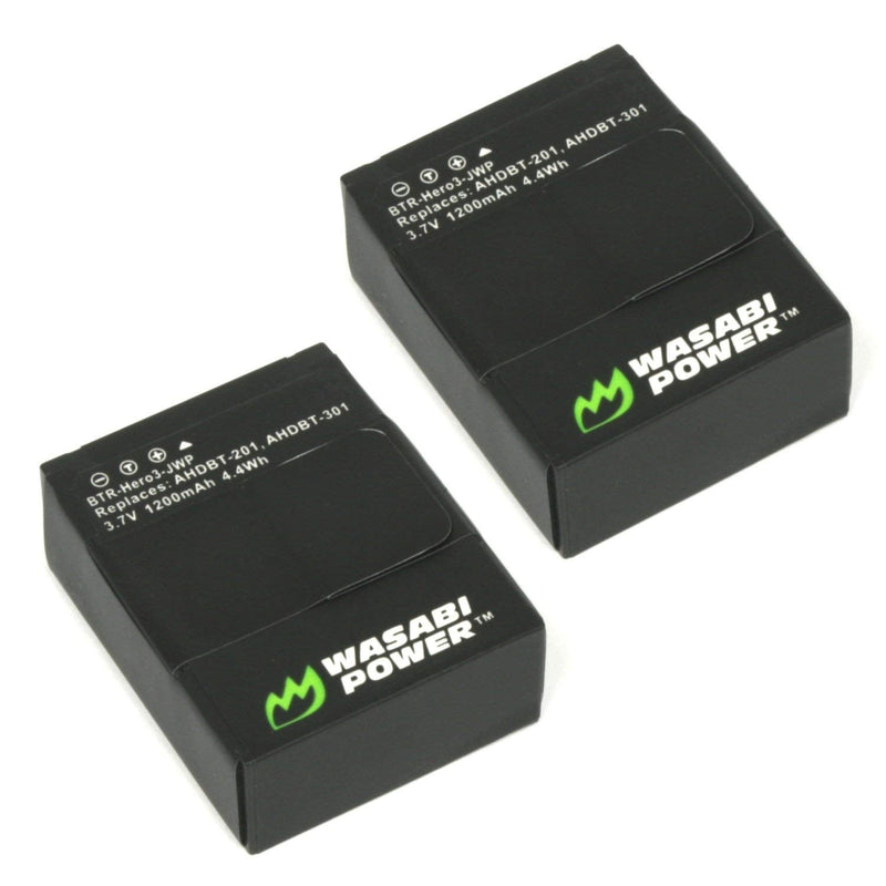 [Australia - AusPower] - Wasabi Power Battery for GoPro HERO3, HERO3+ and GoPro AHDBT-201, AHDBT-301, AHDBT-302 (1200mAh, 2-Pack) 