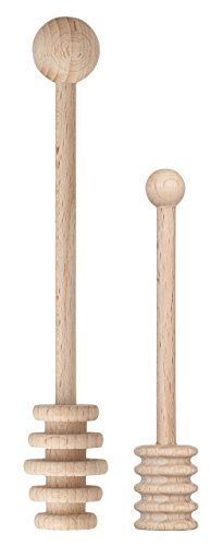 HIC Kitchen Honey Syrup Dipper Server Stick, FSC-Certified Beechwood, Responsibly Forested, 2-Piece Set, 4.25 and 6-Inch Espresso Maker