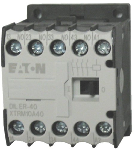 [Australia - AusPower] - Eaton/Moeller DILER-40 4 Pole Miniature Control Relay with a 110/120 Volt AC Coil. Comes with 4 N.O. Base Contacts, Rated for 10 AMPS and mounts on Standard 35mm DIN Rail 