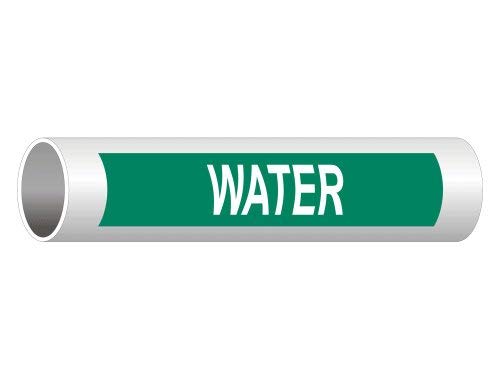 ComplianceSigns.com Water (White Legend On Green Background) Pipe Label Decal, 8x2 inch 5-Pack Vinyl for Pipe Markers 8" x 2" - 5 Pack