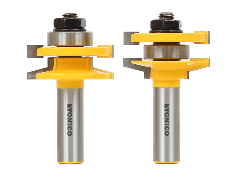 YONICO Cabinet Door Rail and Stile Router Bits Set 2 Bit Bevel 1/2-Inch Shank 12247