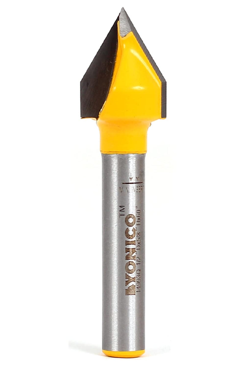 [Australia - AusPower] - YONICO Router Bits V Groove 60 Degree X 1/2-Inch Diameter 1/4-Inch Shank 14993q 60° - 1/2" Cutting Diameter - 1/4" Shank 