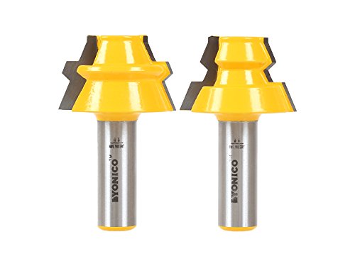 YONICO Lock Miter 22.5 Degree 2 Bit Router Bit Set 22.5 Degree 1/2-Inch Shank 15220 2 Bit - 22.5° - 1/2"-7/8" Stock - 1/2" Shank