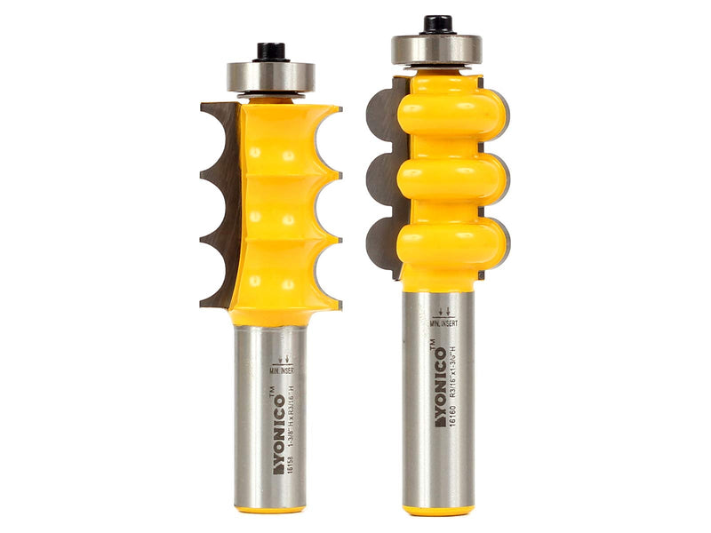 YONICO Furniture Molding and Trim Router Bits Set 2 Bit Triple Bead & Flute 1/2-Inch Shank 16260 2 Bit 3/8" Triple Bead & Flute - 1/2" Shank