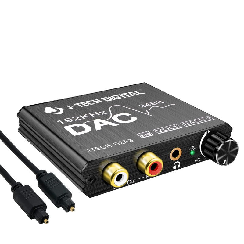 [Australia - AusPower] - Digital to Analog Audio Converter with Headphone Amplifier & Bass Control by J-Tech Digital | 192kHz 24bit Optical Coaxial RCA 3.5mm 
