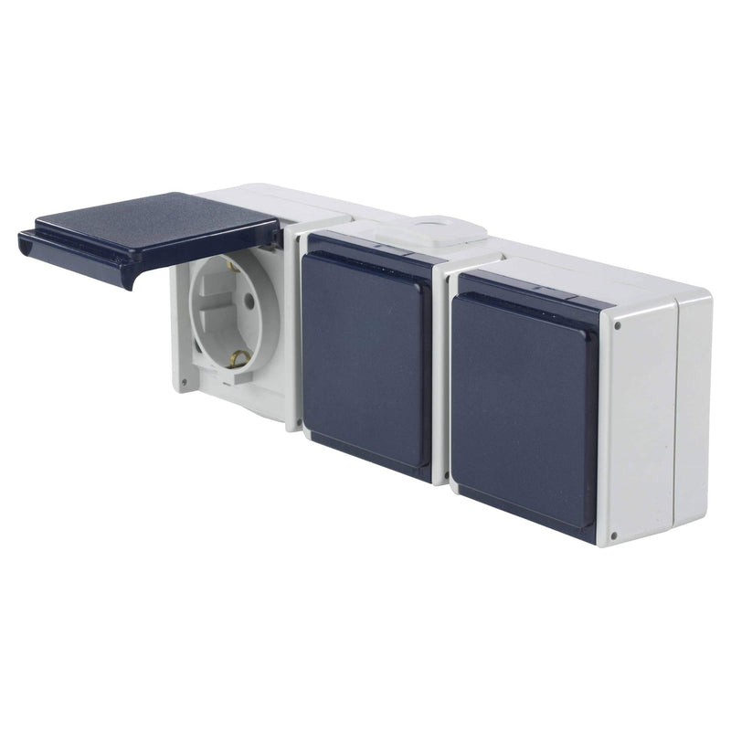 as - Schwabe Surface-Mounted Socket. 3-fach waagerecht Triple