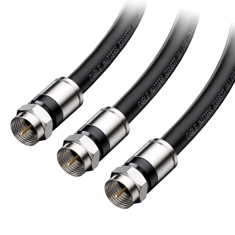[Australia - AusPower] - Cable Matters 3-Pack RG6 Cable CL2 in-Wall Rated (CM) Quad Shielded Coaxial Cable 3 ft, RG6 Coax Cable Cord for TV, Digital Router, Satellite Receiver and More, in Black 