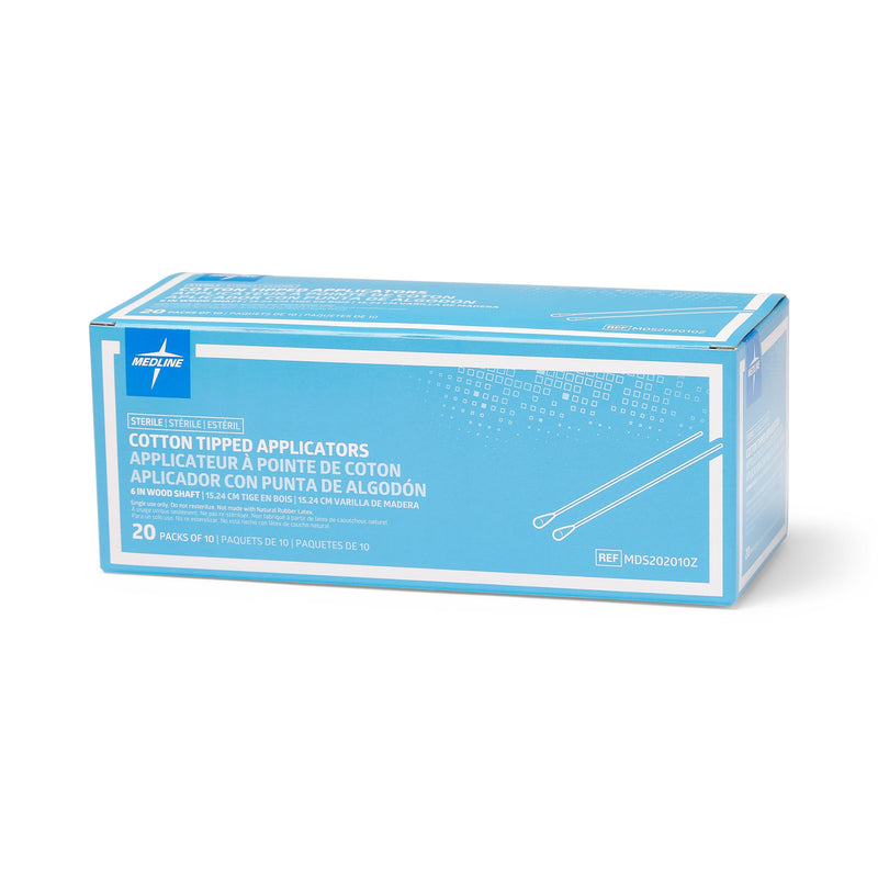 [Australia - AusPower] - Medline Sterile Cotton-Tipped Wood Applicator, 6" (Pack of 200) 