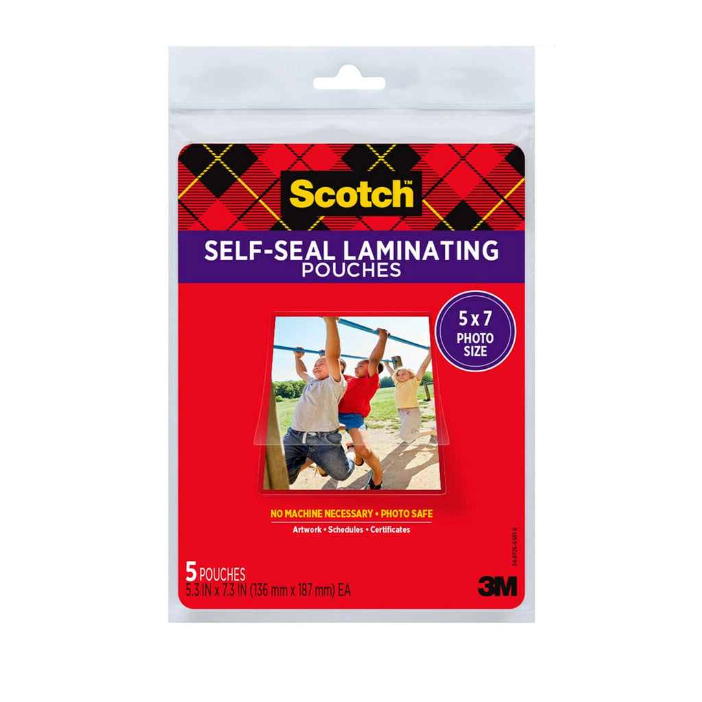 [Australia - AusPower] - Scotch Self-Seal Glossy Document or Photo Laminating Pouches, 5 x 7 Inches, 5-Pack 5 Pack 