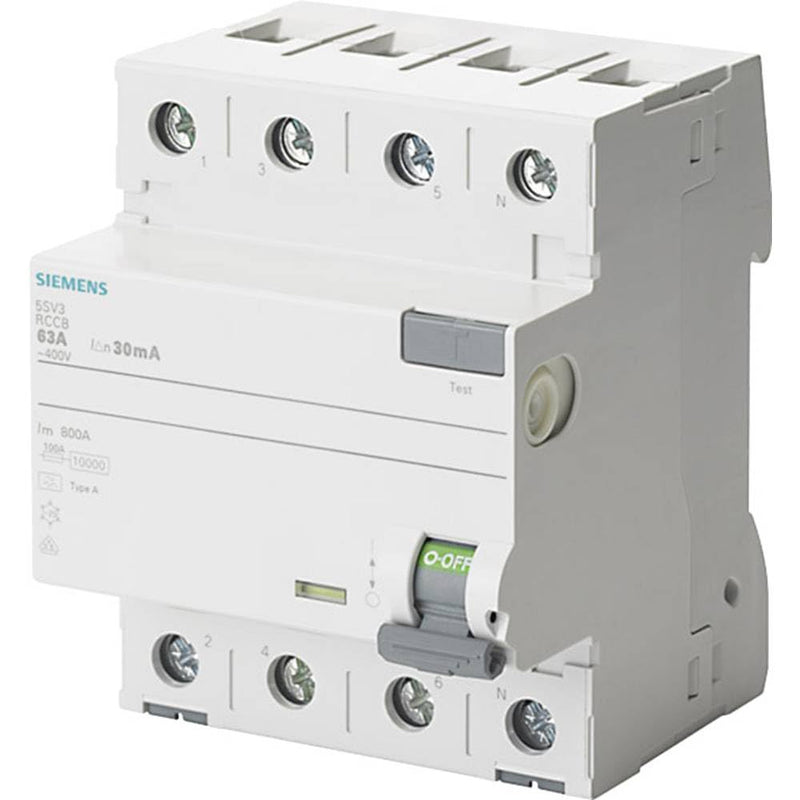 Siemens 5SV3344-6 Residual-current device A-type 4P circuit breaker 5SV3344-6, 72 mm, 70 mm, 90 mm, 361 g, Grey, 97 mm Single