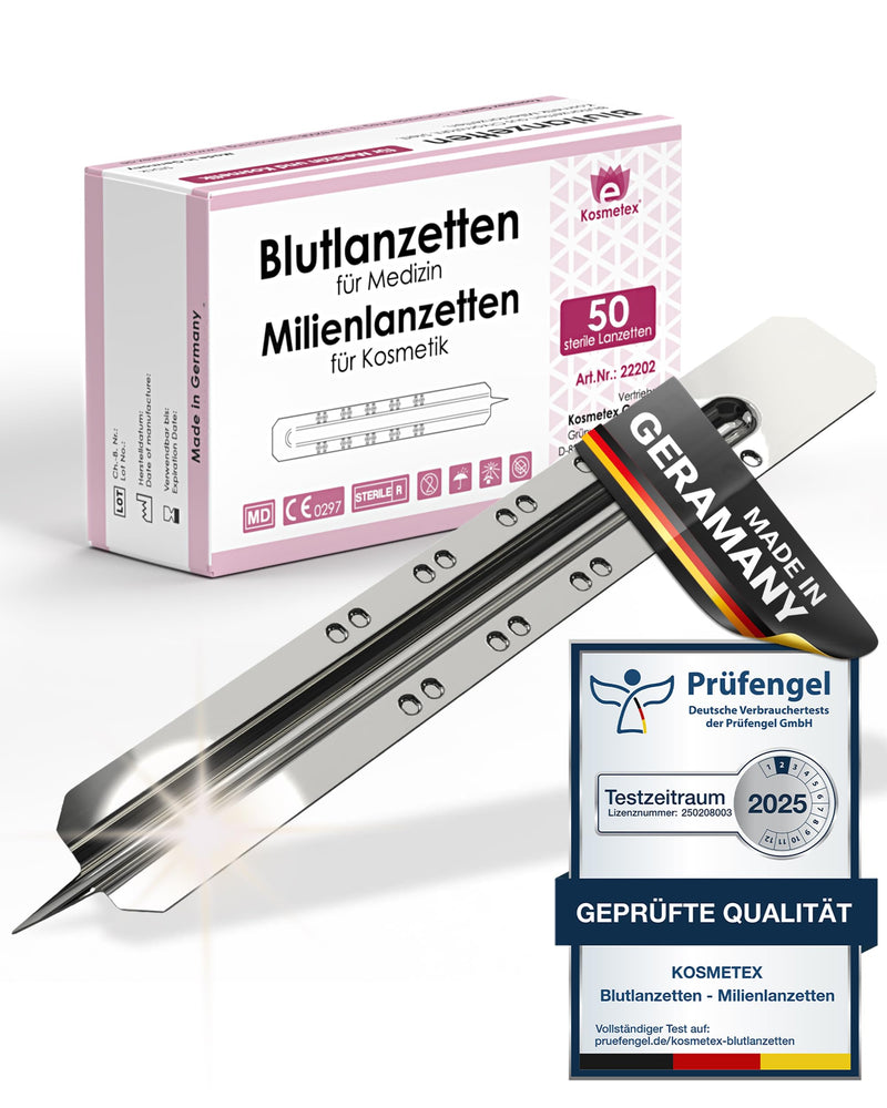 Disposable lancets, lancets, sterile Kosmetex blood lancets 50 pieces (pack of 50)