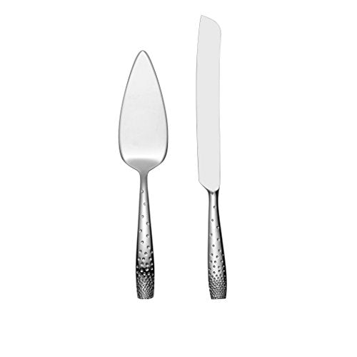 nambe Dazzle Cake & Knife Server Set