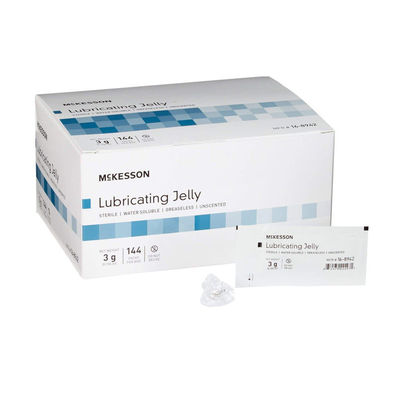 [Australia - AusPower] - McKesson Lubricating Jelly - Water Based Non-Sticky, Non-Greasy Lubricant Gel - Sterile, Water Soluble, Medical Grade - Individual Packets, 3 g, 144 Count, 1 Pack 144 Count (Pack of 1) 