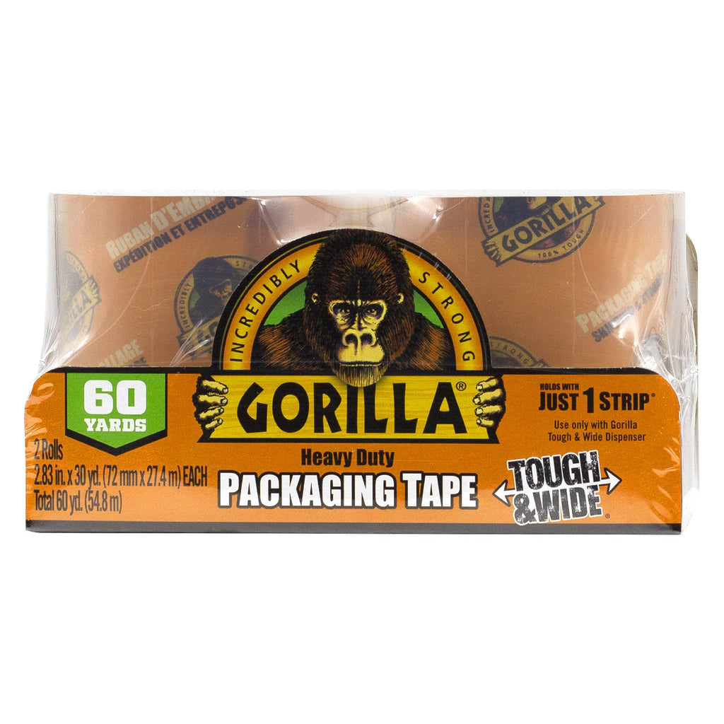 Gorilla Packing Tape Tough & Wide Refill for Moving, Shipping and Storage, 2.83" x 30 yd, 2 Rolls (Pack of 1) Clear