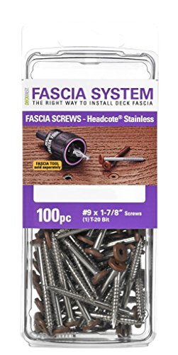 Starborn Headcote stainless steel fascia screws, 9 x 1-7/8 inch, T-20 star drive, cedar finish, 100 pieces