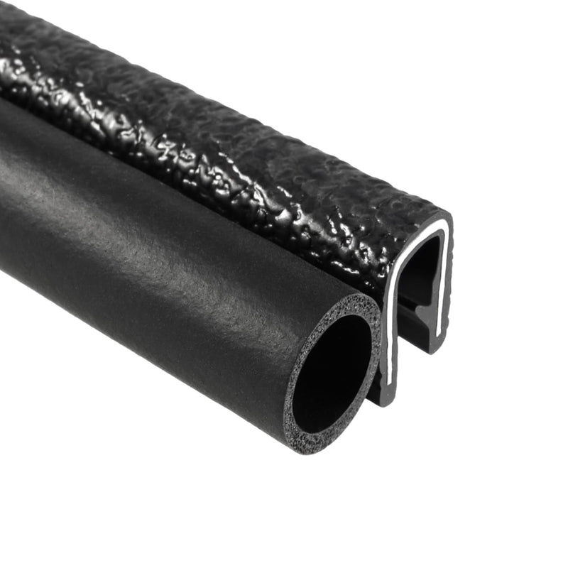 TRIM-LOK Trim Seal, Edge Trim with Side Bulb, Fits 0.437-Inch Bulb, 3/16-Inch Edge, 17/32-Inch Leg, 25-Foot Length, Black Pebble Finish, Flexible PVC Plastic Trim with EPDM Rubber Weather Stripping 0.437" Bulb, 3/16" Edge, 17/32" Leg, 25 Feet