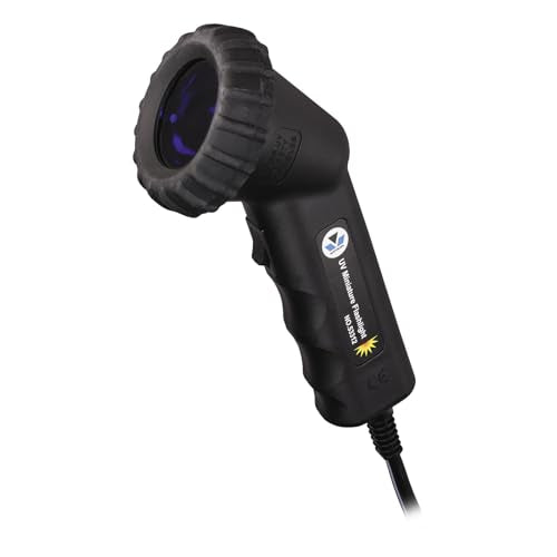 Mastercool 53312 UV leak detection flashlight, handheld black design with UV light lens