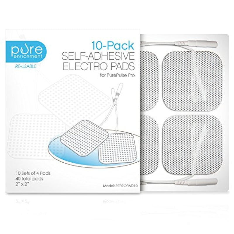 PurePulse Pro TENS Unit Massager Pads – Premium 10-Pack of 4 Square, Self-Adhesive 2” x 2” Replacement Electrode Pads (Total of 40 Pads) 10 pack (40 pads)