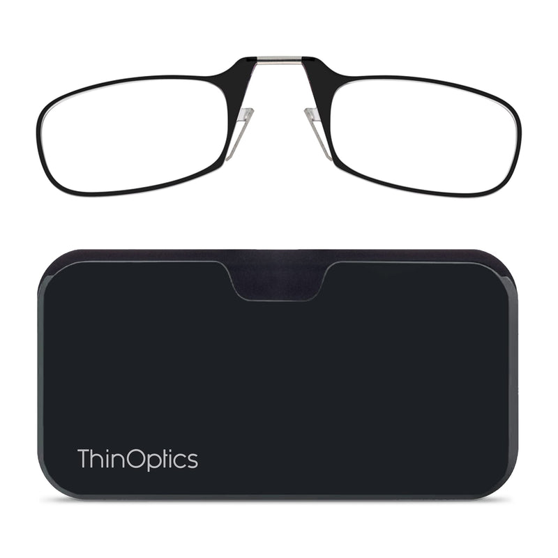 [Australia - AusPower] - ThinOptics Universal Pod Case + Rectangular Reading Glasses Black Case / Black Frames 44.45 Millimeters 2 x 