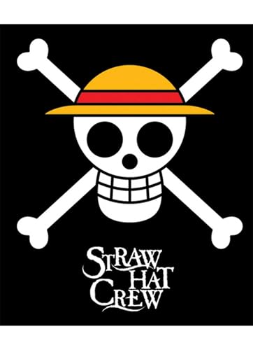 GE Animation GE-57051 One Piece Straw Hat Pirates Throw Blanket, 50" x 60",Black