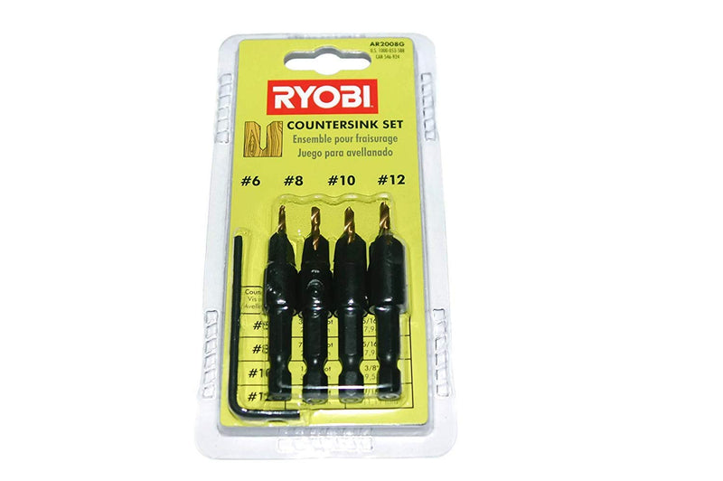 RYOBI SPEEDLOADAND 5-PIECE Power Groove Countersink Drill BIT Set AR2008G