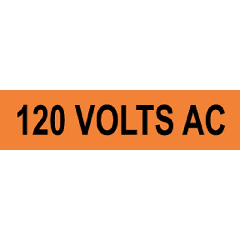 ComplianceSigns.com 120 Volts AC Safety Label Decal, 4x1 inch 10-Pack Vinyl for Electrical Pipe Markers