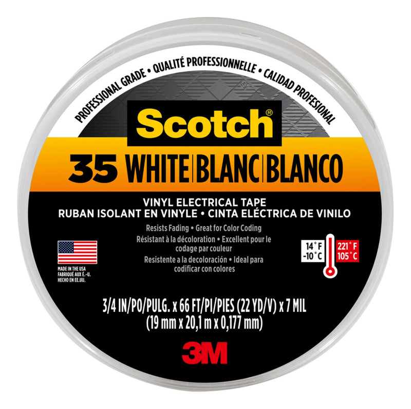 [Australia - AusPower] - 3M 10828 Scotch 35 Vinyl Electrical Color Coding Tape, 3/4-Inch x 66ft, White 