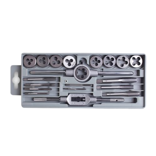 Tap Set 21 pcs M3-M12, Taps & Dies M3, M4, M5, M6, M8, M10, M12 Screw Tap + Die Holder & Tap Wrench (Thread Male Thread) 20 pieces