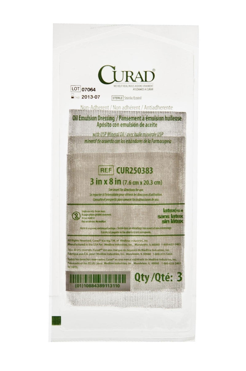 [Australia - AusPower] - CURAD Sterile Non-Adherent Oil Emulsion Gauze Dressing, 3" x 8", Perfect fro Wound Care, Pack of 3 