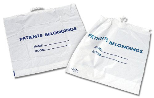 [Australia - AusPower] - Medline Patient Plastic Belongings Bag with Drawstring, Clear, Hospital Essentials, 18" x 20", Pack of 25 