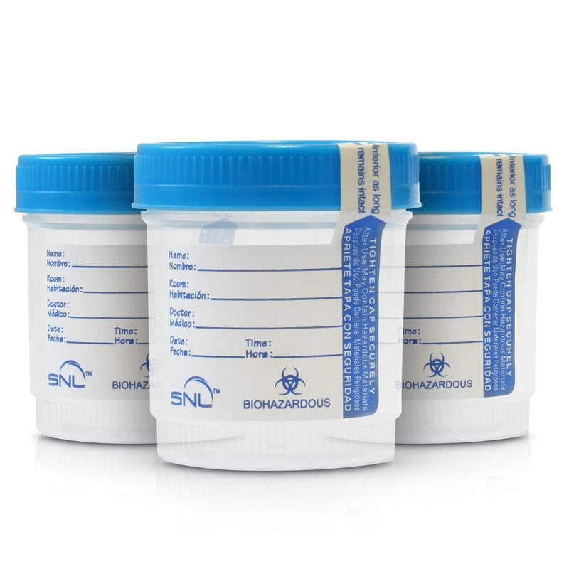[Australia - AusPower] - SNL Quality Sterile Specimen Cups, Screw-on Cap with Tamper Evident Seal, 3oz., Blue Cover - Pack of 3 