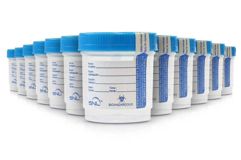 [Australia - AusPower] - SNL Quality Sterile Specimen Cups, Screw-on Cap with Tamper Evident Seal, 3oz., Blue Cover - Pack of 12 
