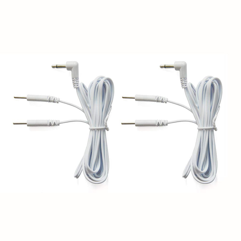 [Australia - AusPower] - DC 3.5mm Length 60'' Electrode Wires for Tens EMS Machine 2-pin Cables Standard Connection 3.5mm Reusable 2mm Plug in Long-Life Massage Machine, Pack of 2 