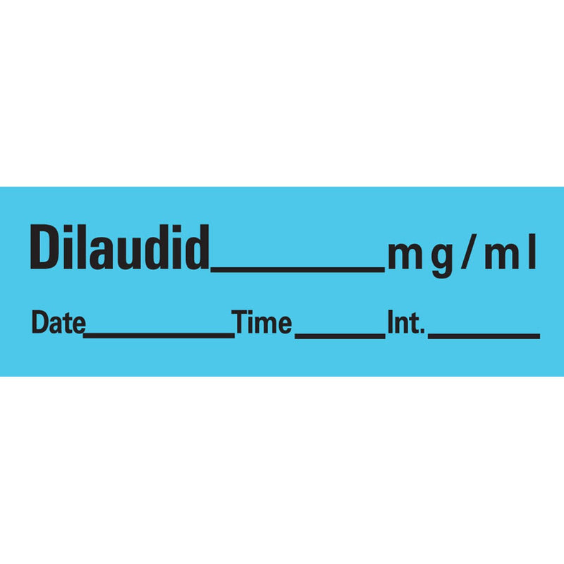 [Australia - AusPower] - AN-200 "Dilaudid mg/mL" Removable Anesthesia Tape with Date, Time and Initial, 1" Core, 1/2" Width, 500" Length, Blue 