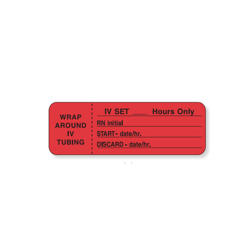 [Australia - AusPower] - 59704479 IV Label, Wraparound Paper, Permanent, I.V. Set___ Hours, 1" 1/2" Core, 3" x 1, Red (Pack of 1000) 