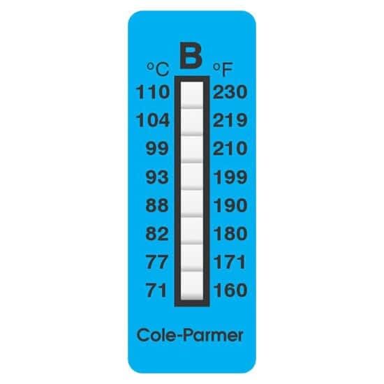 [Australia - AusPower] - Digi-Sense Irreversible 8-Point Vertical Temperature Label, 160-230F/71-110C; 25/Pk 