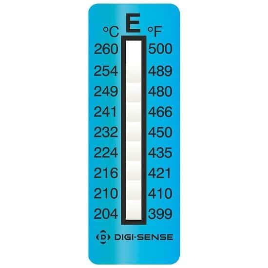 [Australia - AusPower] - Digi-Sense Irreversible 9-Point Vertical Temperature Label, 400-500F/204-260C; 25/Pk 