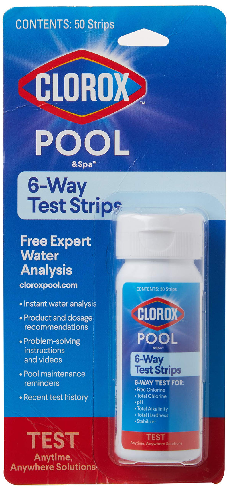 Clorox Pool&Spa 70050CLX 6-Way Test Strips, White, 50 Strips