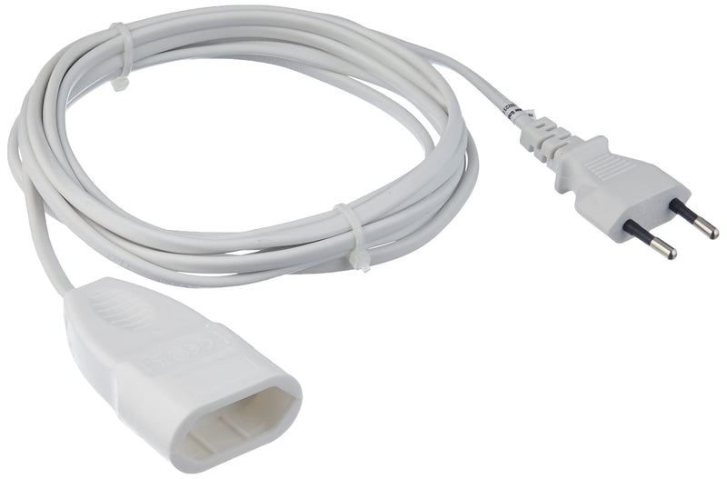 Meister Euro extension - Plastic Cable - IP20 Indoor - Ideal for Lamps and Fairy Lights / Extension Cable / Euro Plug / Euro Coupling | For indoor use (IP20) - Schuko coupling - practical power extension for home 3 m 1 piece White