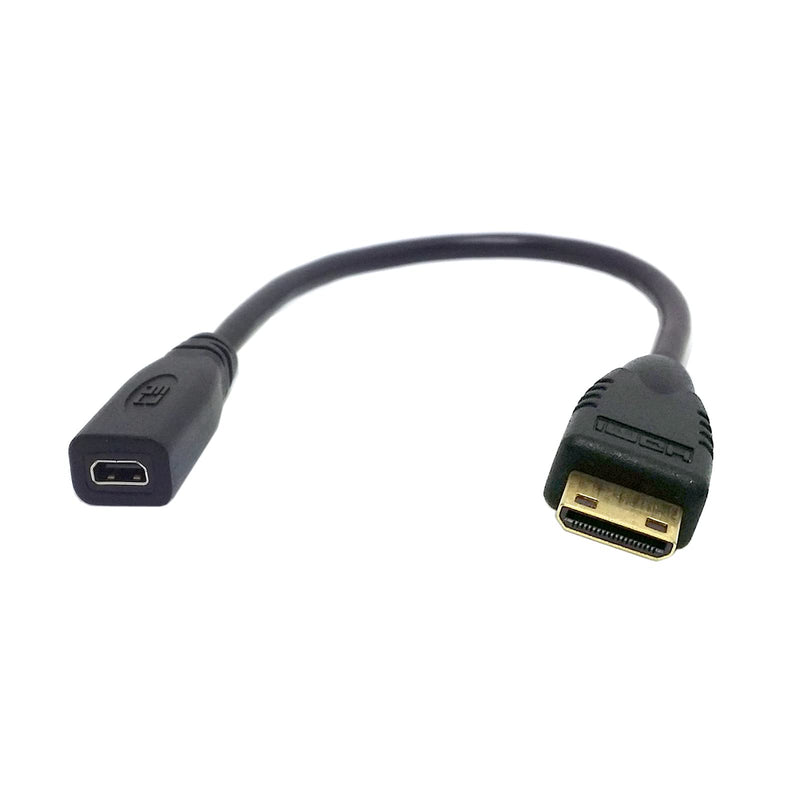 [Australia - AusPower] - chenyang Type D Micro HDMI v1.4 Socket Female to Type C Mini HDMI Male Convertor Adapter Cable 10cm Black Micro Female to Mini Male 