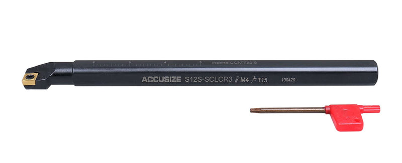 [Australia - AusPower] - Accusize Industrial Tools 3/4'' x 10'' Overall Length, Rh Sclcr Indexable Boring Bar with Ccmt32.5 Carbide Inserts, P252-S407 3/4" with CCMT32.5 insert 