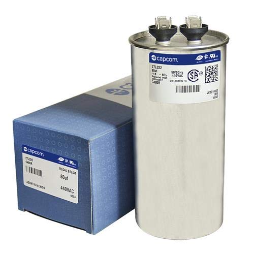 [Australia - AusPower] - Trane CPT01074 / CPT-1074 - 80 uF MFD x 440 VAC Genteq Replacement Capacitor Round # C480R / 27L322 